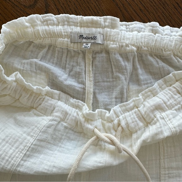 Madewell Drawstring Pants Lightspun Cotton Gauze Ivory White Beach Pants - Picture 3 of 4